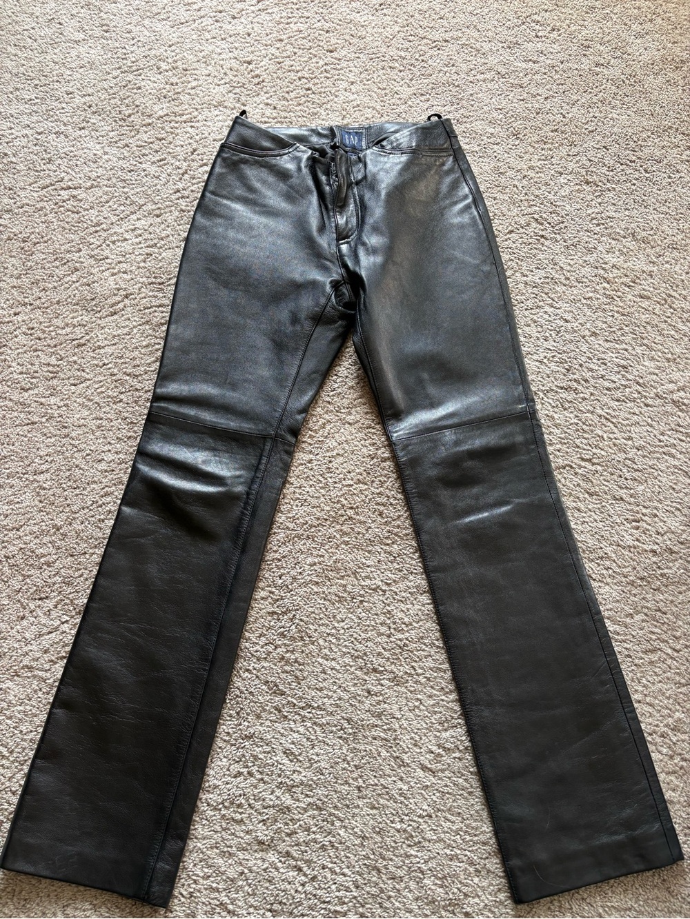 GAP Black Leather Flare Jeans